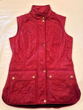 Barbour Women’s Red Diamond Quilted Vest Gilet US 4 UK 8